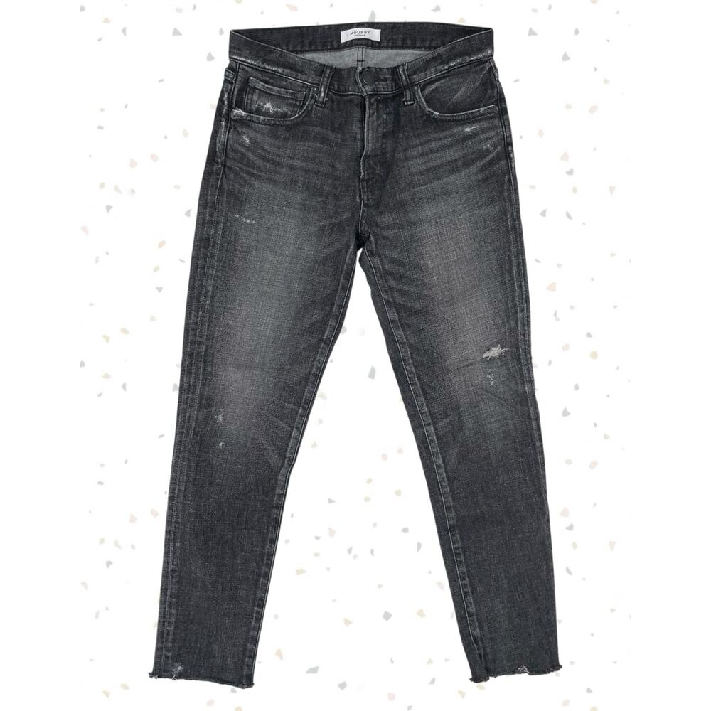 Moussy Vintage Checotah Skinny Jeans Raw Hem Black Wash Japanese Denim Size 27